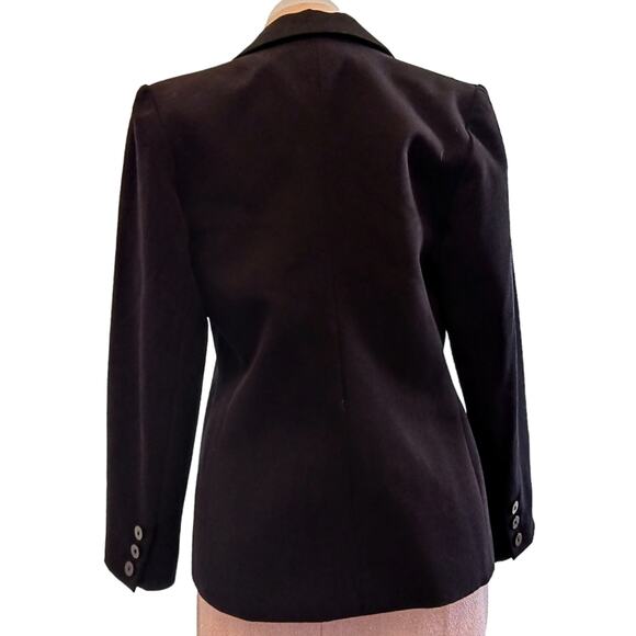 YVES SAINT LAURENT Jacket Womens Sz 42 RWool BLACK Office Blazer Structured Open - Picture 2 of 12